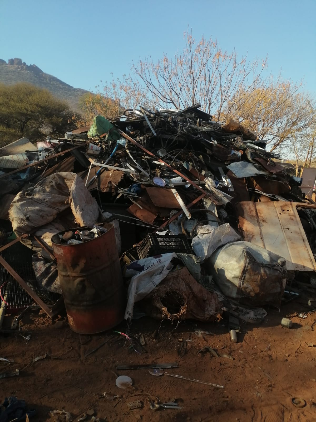 Mixed scrap metal collected for sorting